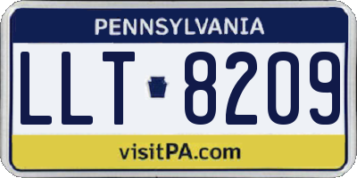 PA license plate LLT8209