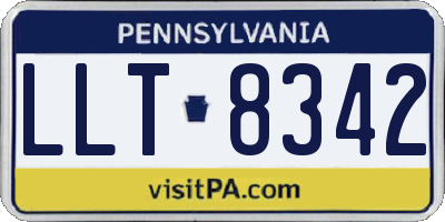PA license plate LLT8342