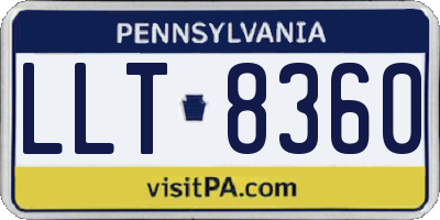 PA license plate LLT8360