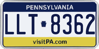 PA license plate LLT8362