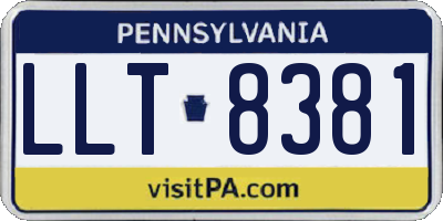 PA license plate LLT8381
