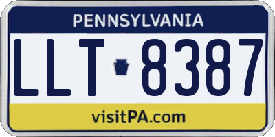 PA license plate LLT8387