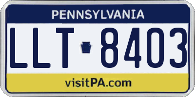 PA license plate LLT8403