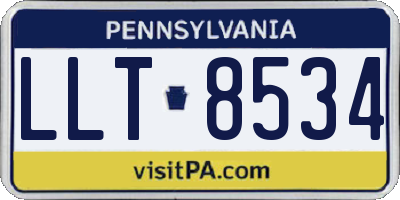 PA license plate LLT8534