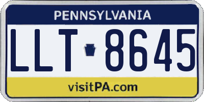PA license plate LLT8645