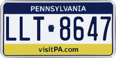 PA license plate LLT8647