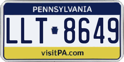 PA license plate LLT8649
