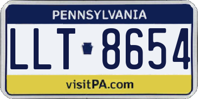PA license plate LLT8654