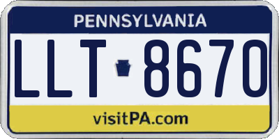 PA license plate LLT8670