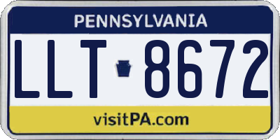 PA license plate LLT8672