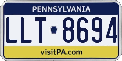 PA license plate LLT8694