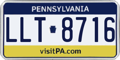 PA license plate LLT8716