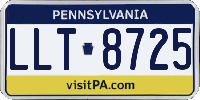 PA license plate LLT8725