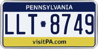 PA license plate LLT8749