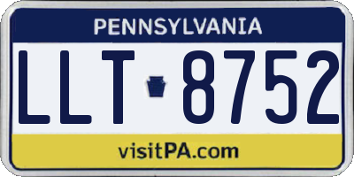 PA license plate LLT8752