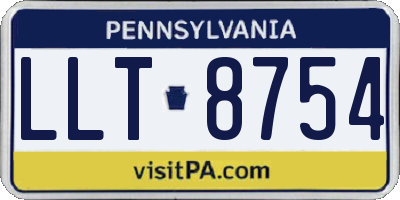 PA license plate LLT8754