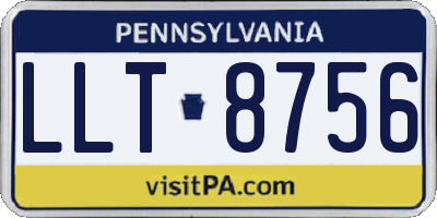 PA license plate LLT8756