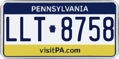 PA license plate LLT8758