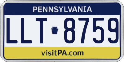 PA license plate LLT8759