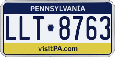 PA license plate LLT8763