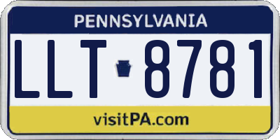 PA license plate LLT8781