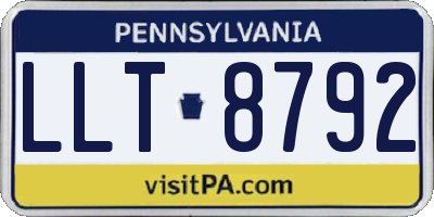 PA license plate LLT8792