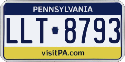 PA license plate LLT8793