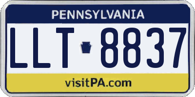 PA license plate LLT8837