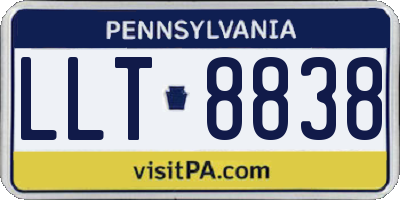 PA license plate LLT8838