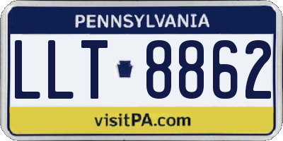 PA license plate LLT8862