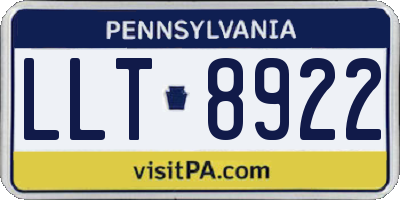 PA license plate LLT8922
