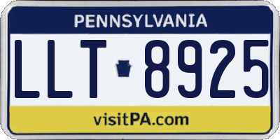 PA license plate LLT8925
