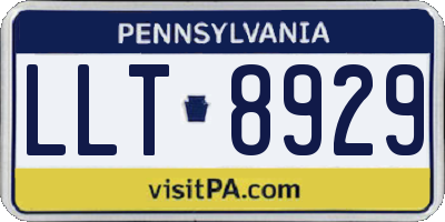 PA license plate LLT8929