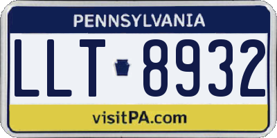 PA license plate LLT8932