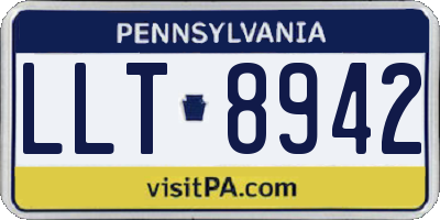 PA license plate LLT8942