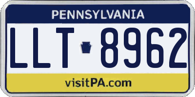 PA license plate LLT8962