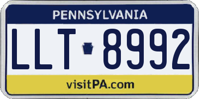 PA license plate LLT8992