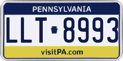 PA license plate LLT8993