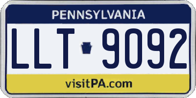 PA license plate LLT9092