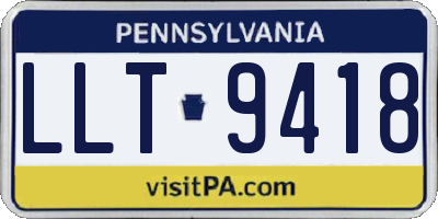 PA license plate LLT9418