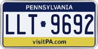 PA license plate LLT9692