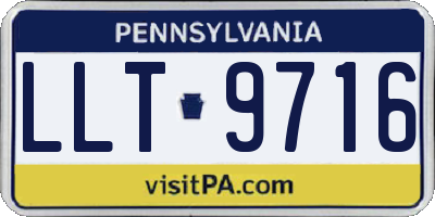 PA license plate LLT9716