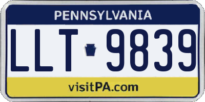 PA license plate LLT9839