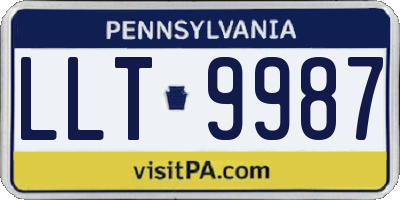 PA license plate LLT9987