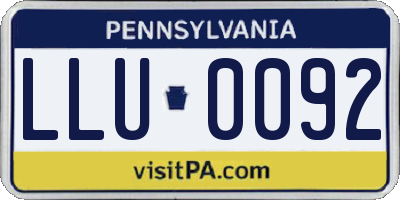 PA license plate LLU0092