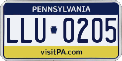 PA license plate LLU0205