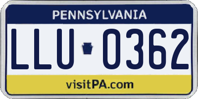 PA license plate LLU0362