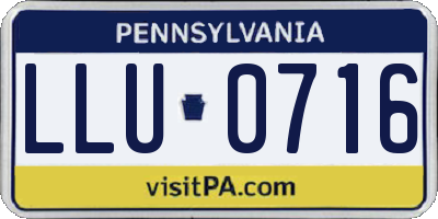 PA license plate LLU0716