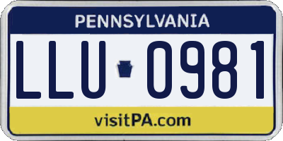 PA license plate LLU0981