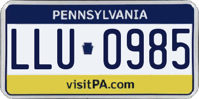 PA license plate LLU0985